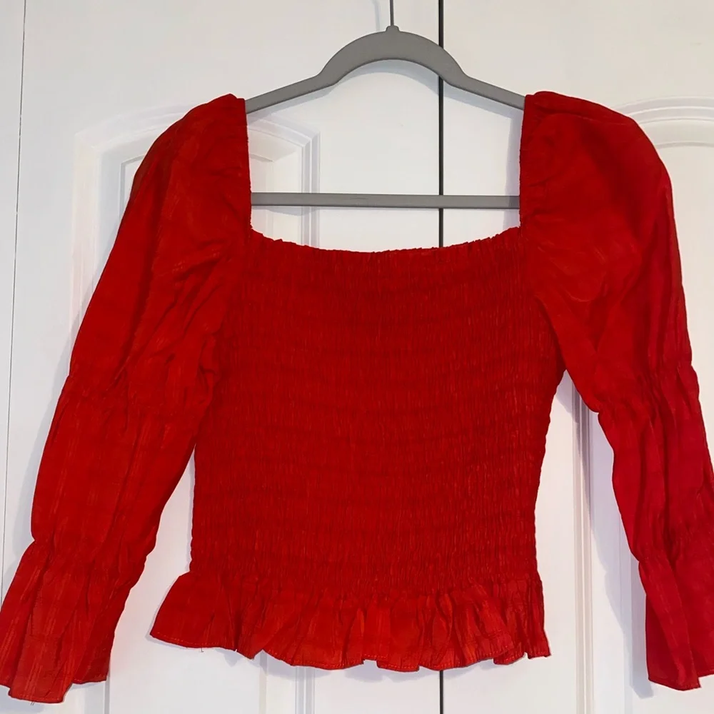 Red Smocked Top - Picture 1 of 5